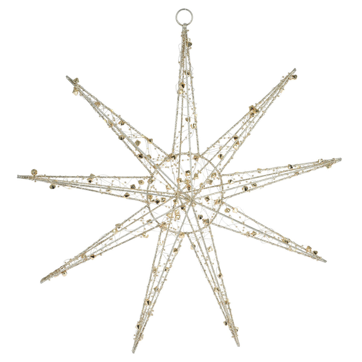 Puntale Per Albero Di Natale A Forma Di Stella In Metallo Argentato, 20x25 Cm, Decorazione Classica E Luminosa