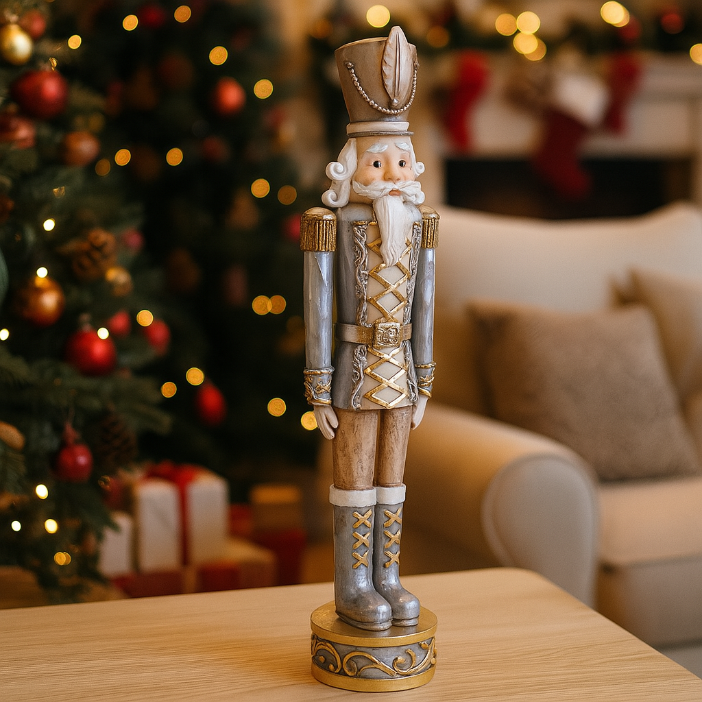 Schiaccianoci Soldato In Legno Decorazione Natalizia – Statuetta Babbo Natale 35 Cm – Regalo Per Camino E Tavola