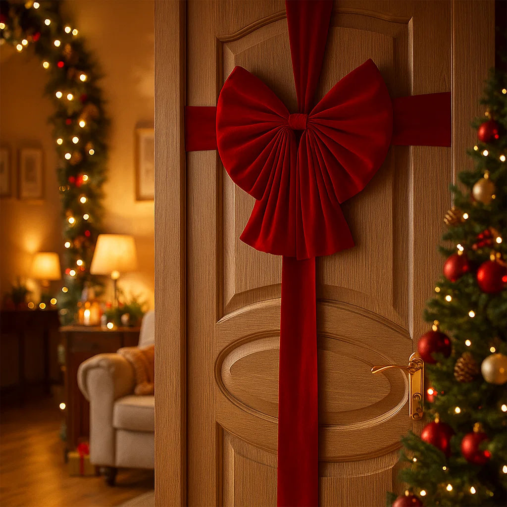 3 Fiocchi Regalo Giganti In Velluto Rosso – 33x23 Cm, Per Porta, Albero Di Natale, Decorazioni Di Compleanno E Matrimonio