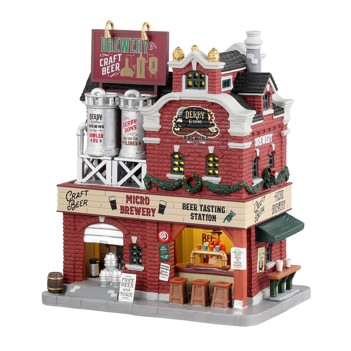 Decorazione Set Di Slitte Dolci Di 2 Per Villaggio Di Natale E Prese In Resina Da H 52 Cm