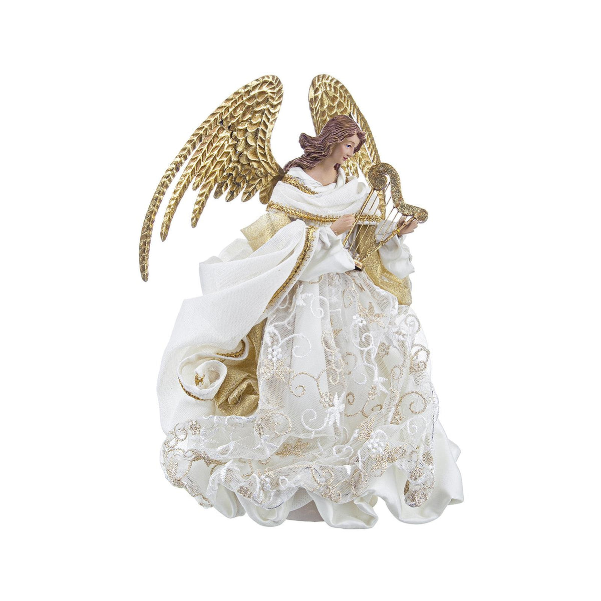 Puntale Albero Di Natale Angelo Con Ali - Decorazione Festosa 22 Cm, In ABS, Per Albero E Casa