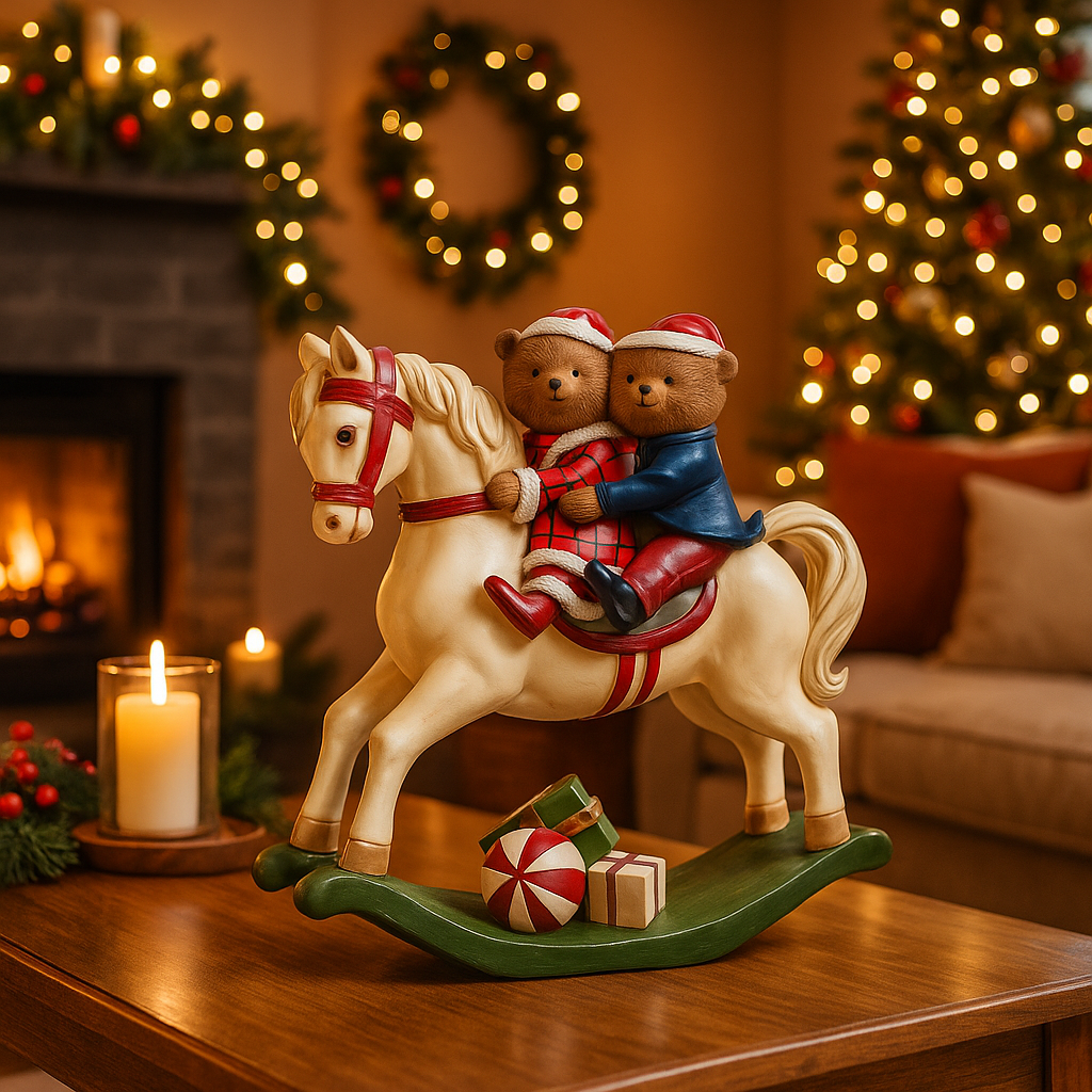 Cavallo A Dondolo In Legno E Ferro - Decorazione Da Tavolo Vintage 23 Cm Per Natale, Matrimoni, Bar E Casa - Disponibile In Grigio E Bianco