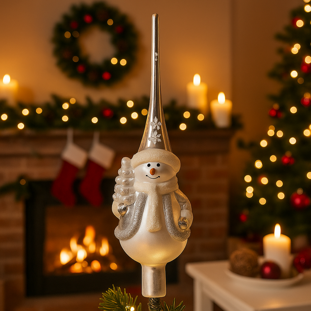 Puntale Per Albero Di Natale A Stella Di Babbo Natale In Tessuto – Decorazione Natalizia