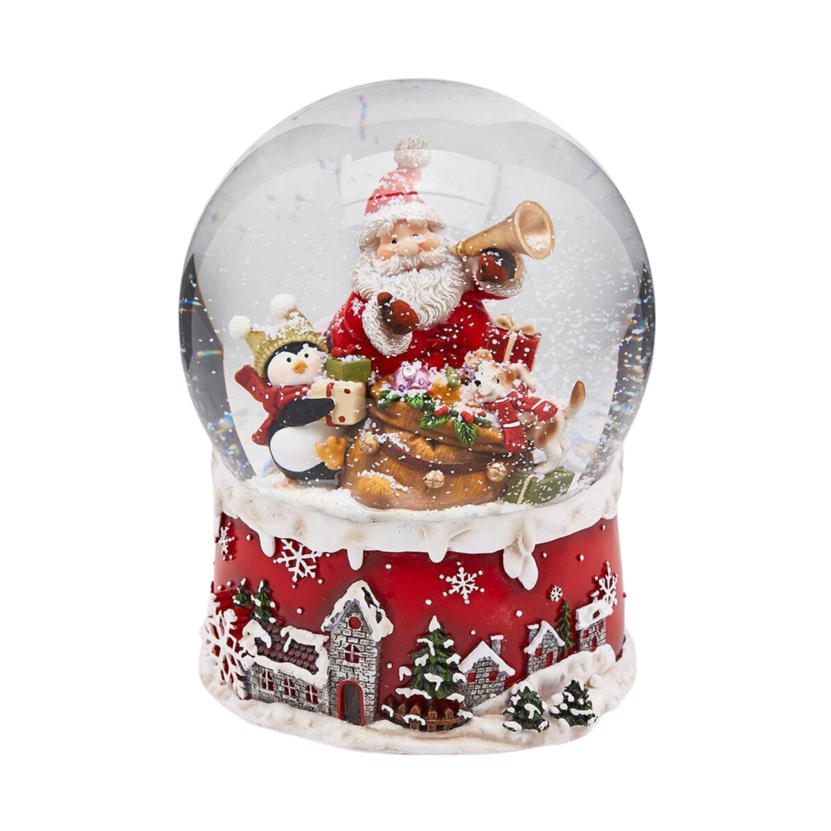 Sfera Di Vetro Con Babbo Natale E Abete - Decorazione Natalizia Con Note Musicali - Foto 3