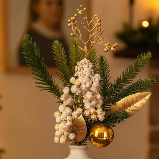 Set Di 10 Steli Di Bacche Artificiali Bianche - Ramo Finto Per Decorazioni Natalizie E Fai Da Te - Composizioni Floreali Invernali - Lunghezza 24 Cm