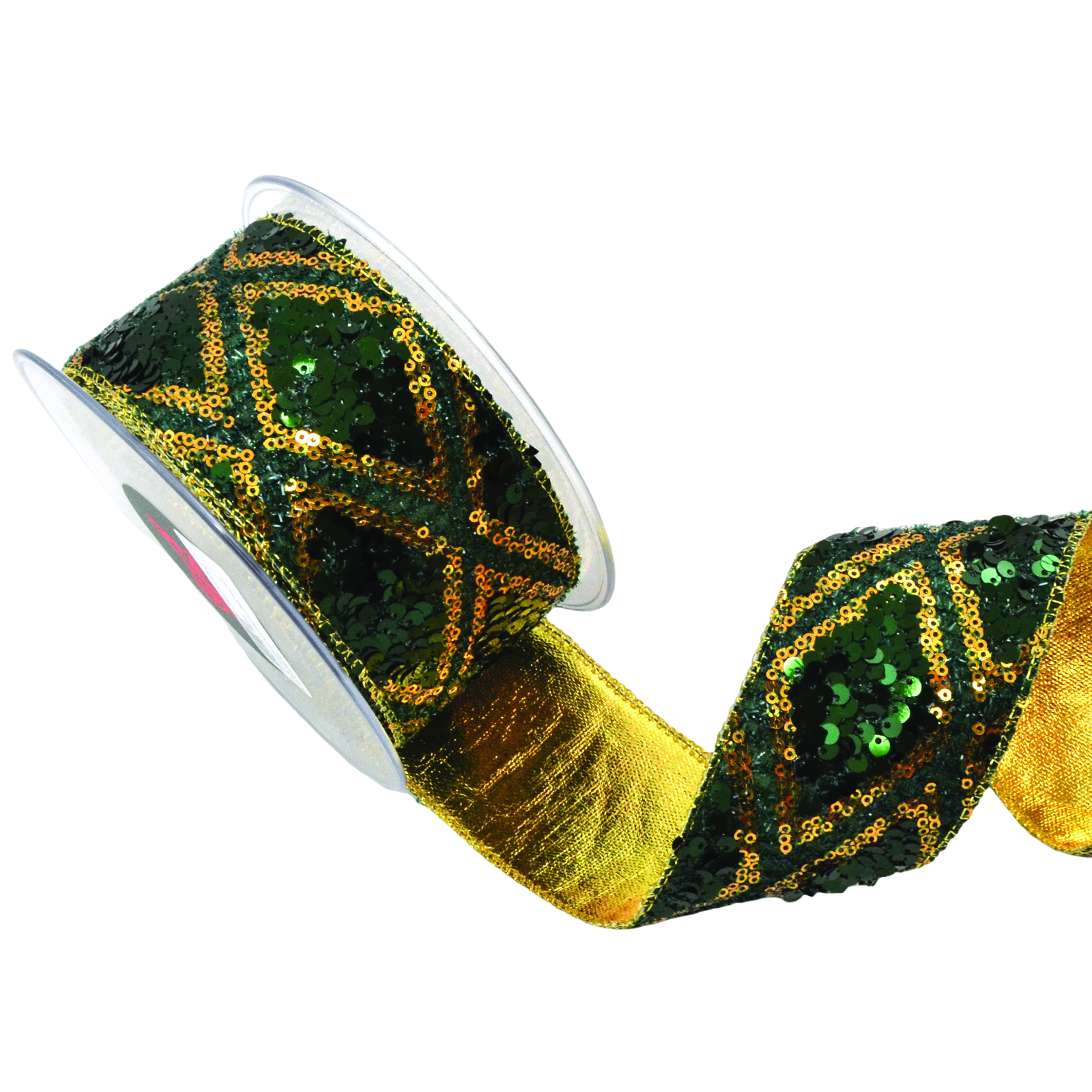 Nastro Organza Verde Scuro Con Bordi Oro/Antracite – 6,3 Cm X 23 M – Per Decorazioni Natalizie E Regali