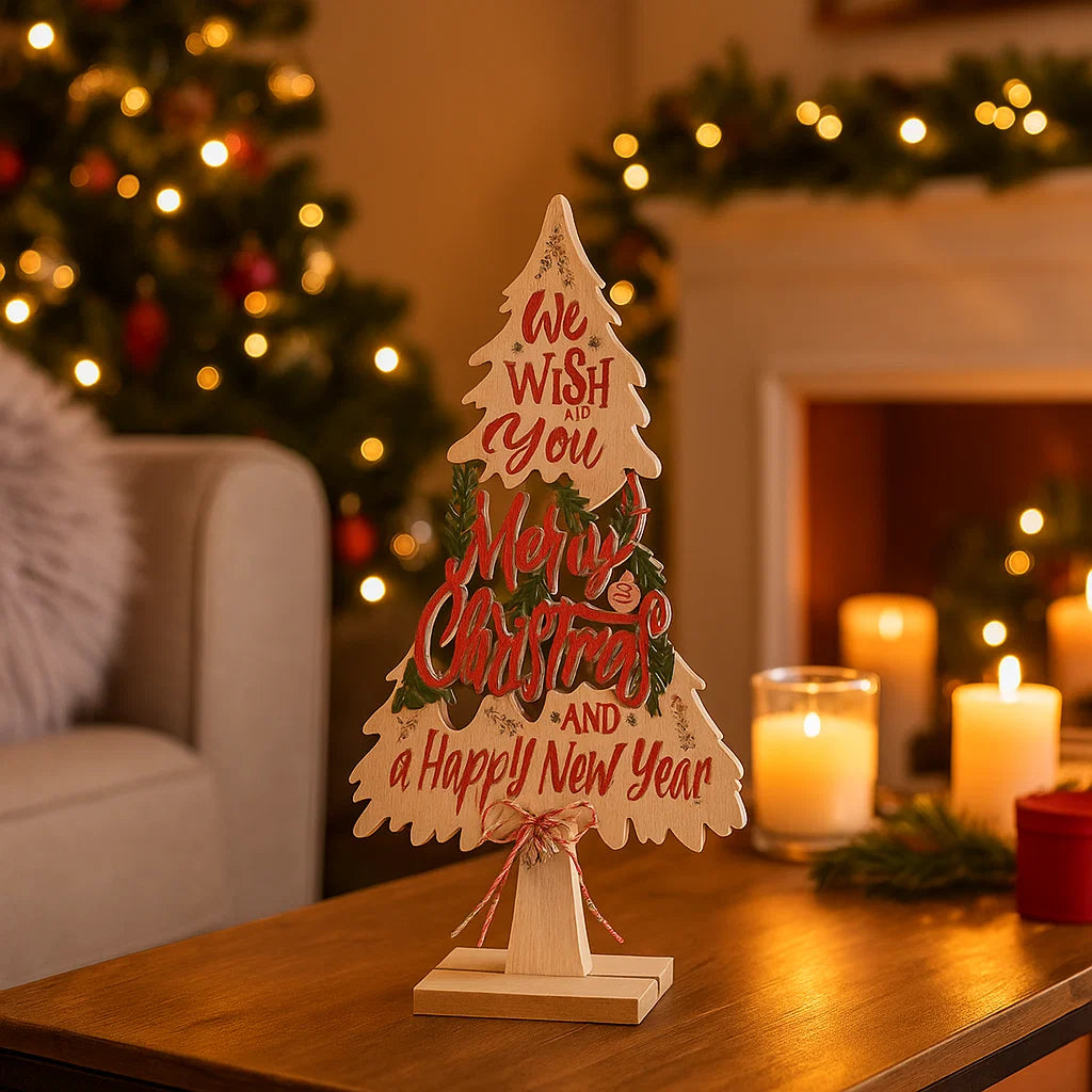 Albero Di Natale In Legno Verde Smaltato, Fatto A Mano Nei Monti Metalliferi, Altezza 15,5 Cm, Decorazione Invernale Artigianale