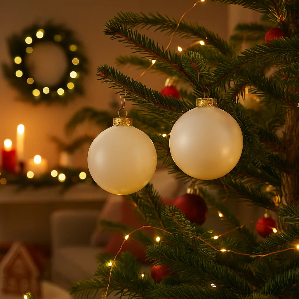 Set 25 Palline Natalizie 6 Cm – Decorazioni Albero In Plastica – Colori Platino, Bianco, Oro E Trasparente