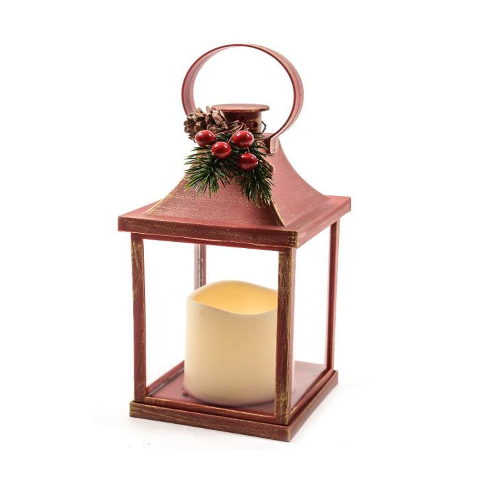 Lanterna Decorativa LED Natalizia Con Timer – Candela A Batteria Per Interni/esterni
