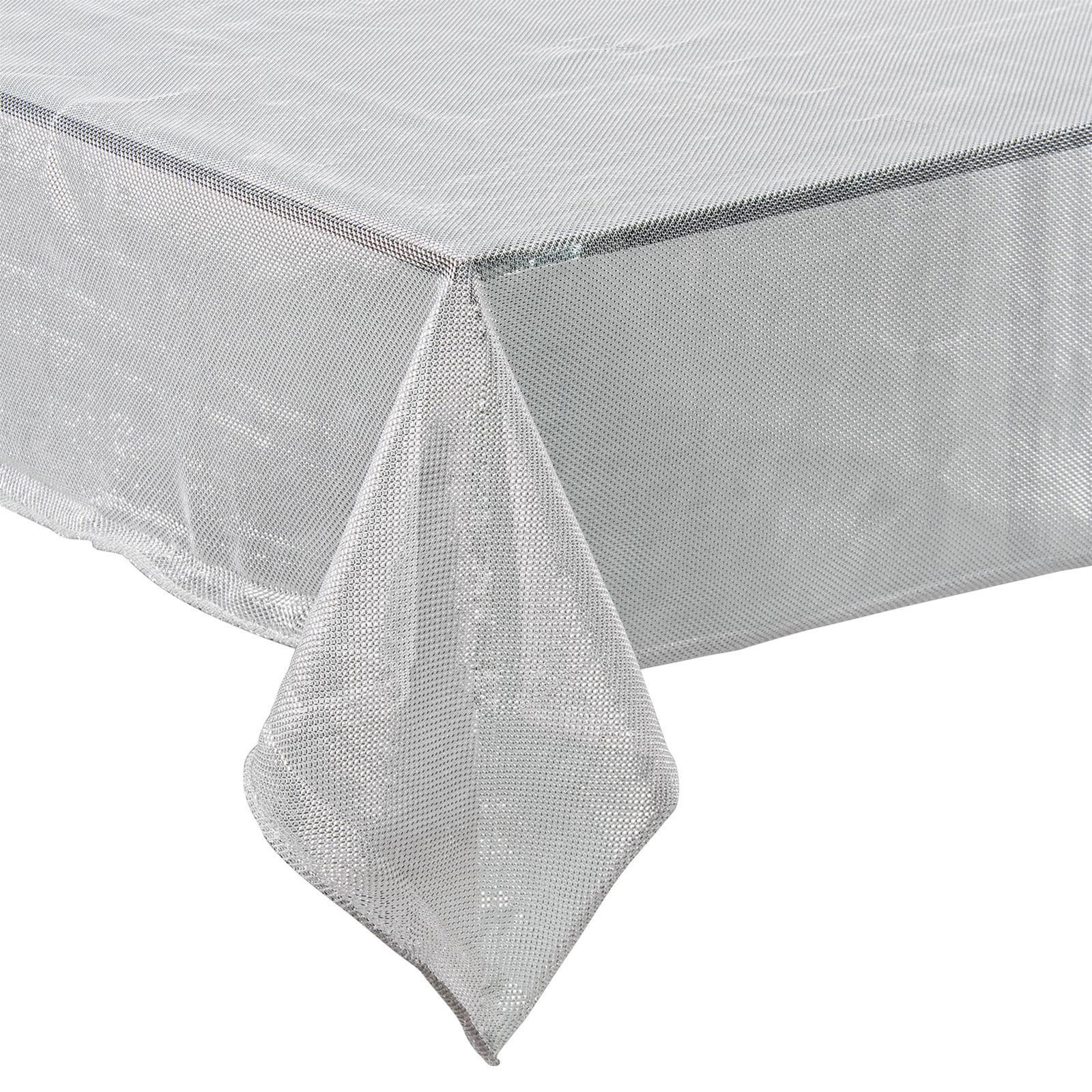 TOVAGLIA RORY ARGENTO 145 X 300 CM DECORAZIONE NATALIZIA TAVOLO 12 POSTI