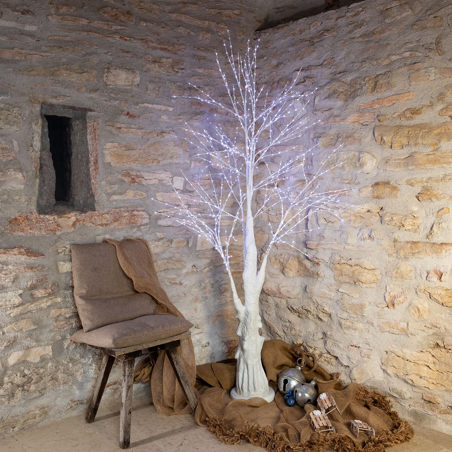 Albero luminoso Faggio con rami a microled luce calda da interno ed  esterno / 180 cm / Nero