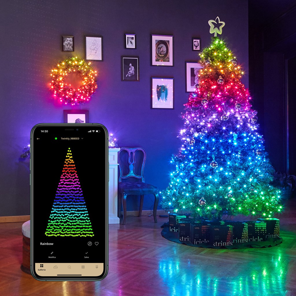 Catena luminosa Twinkly Smart a led RGB + Luce Calda decorazione natal –