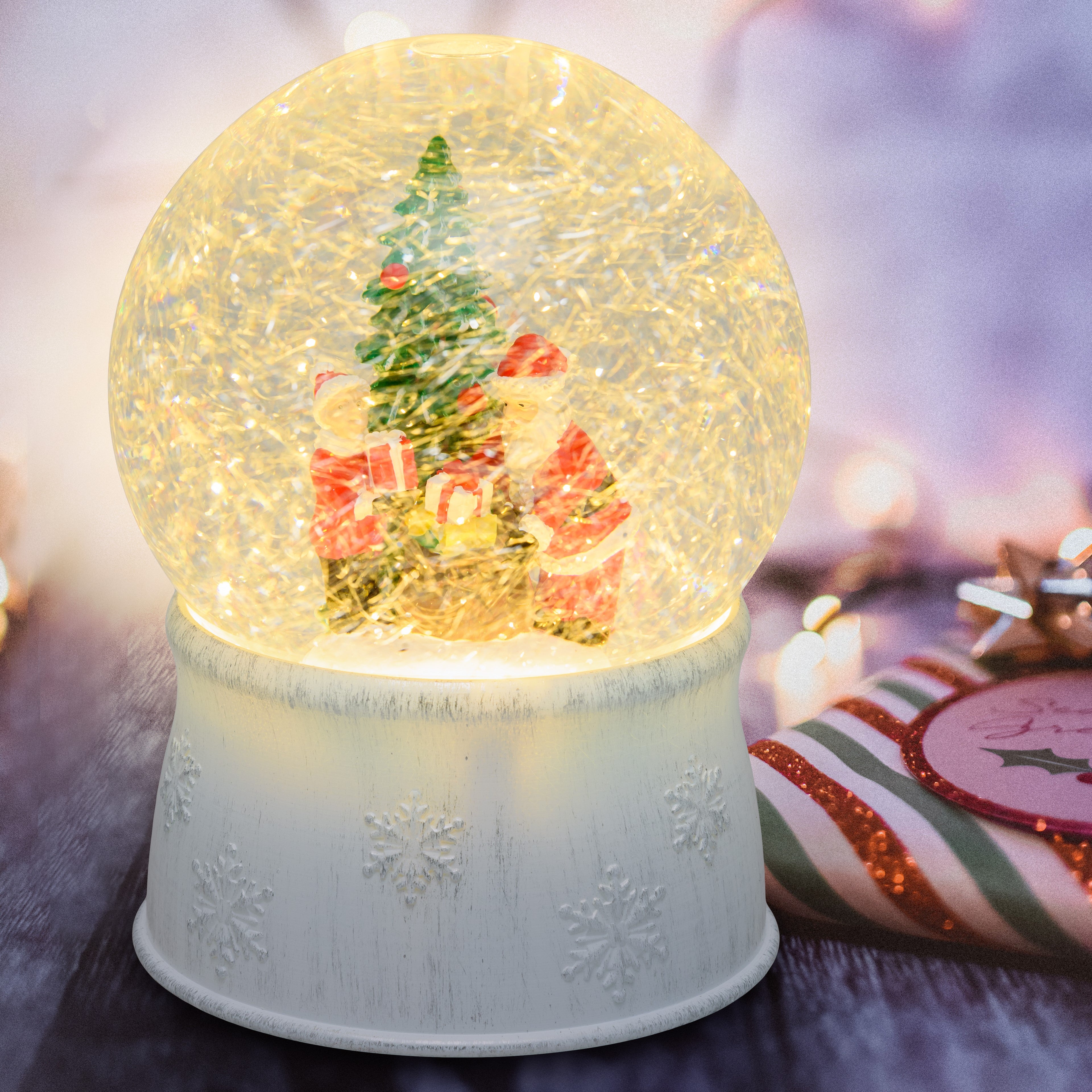 Sfera in vetro palla di neve decorata luminosa con led a luce bianco c –