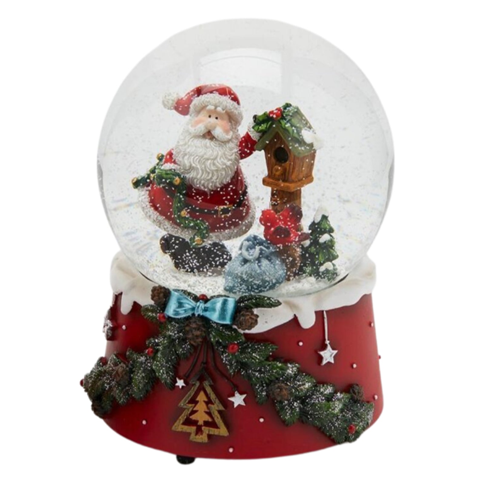 Sfera Di Vetro Con Babbo Natale E Abete - Decorazione Natalizia Con Note Musicali - Foto 5