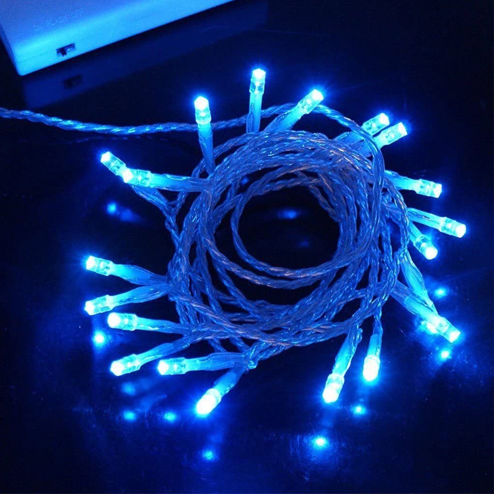 Luci di natale catena a batteria da 20 led 5 mm luce e cavo Blu