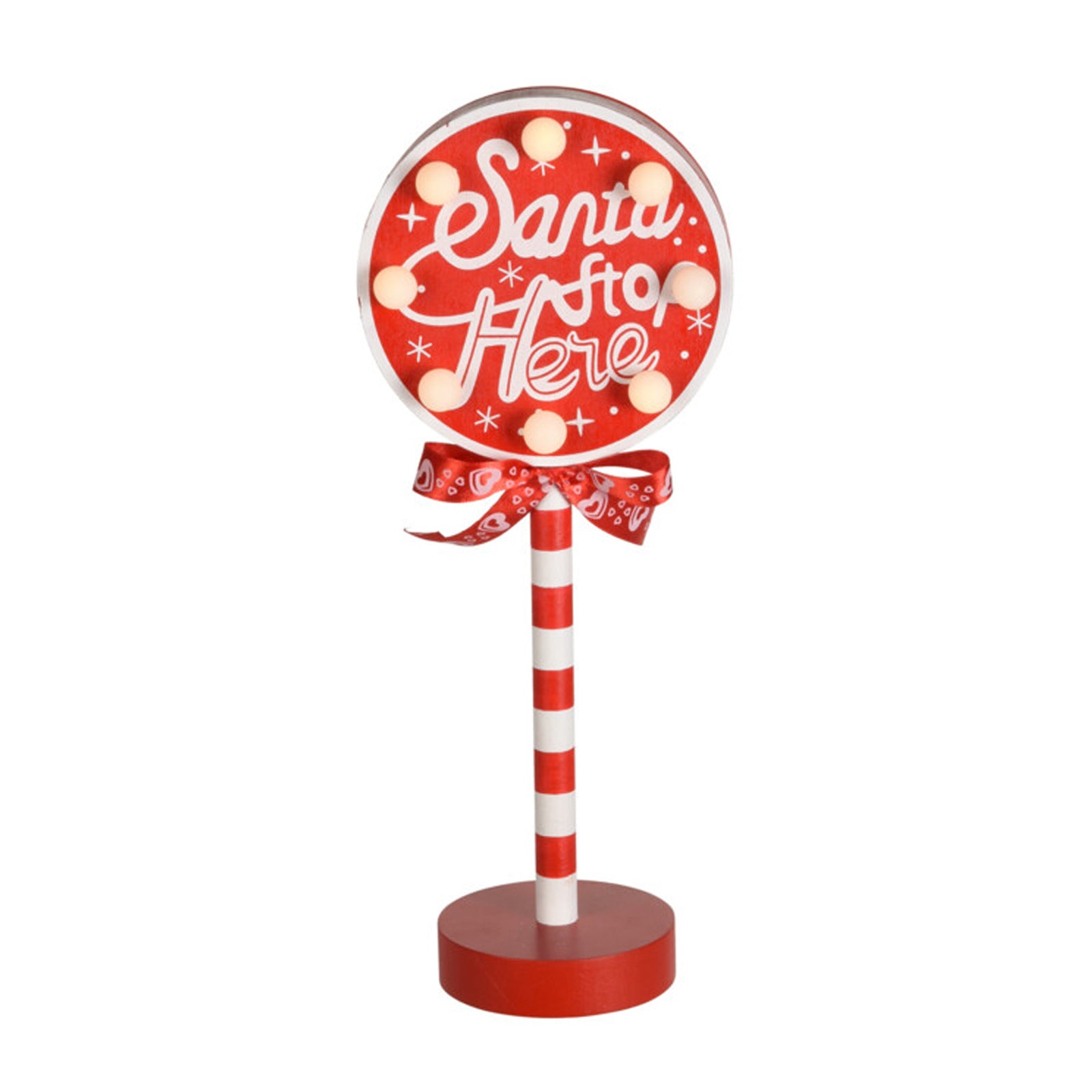 Cartello Stop Babbo Natale Con Luci LED - Decorazione Natalizia In Metallo 110 Cm Per Ingresso Casa E Vetrine