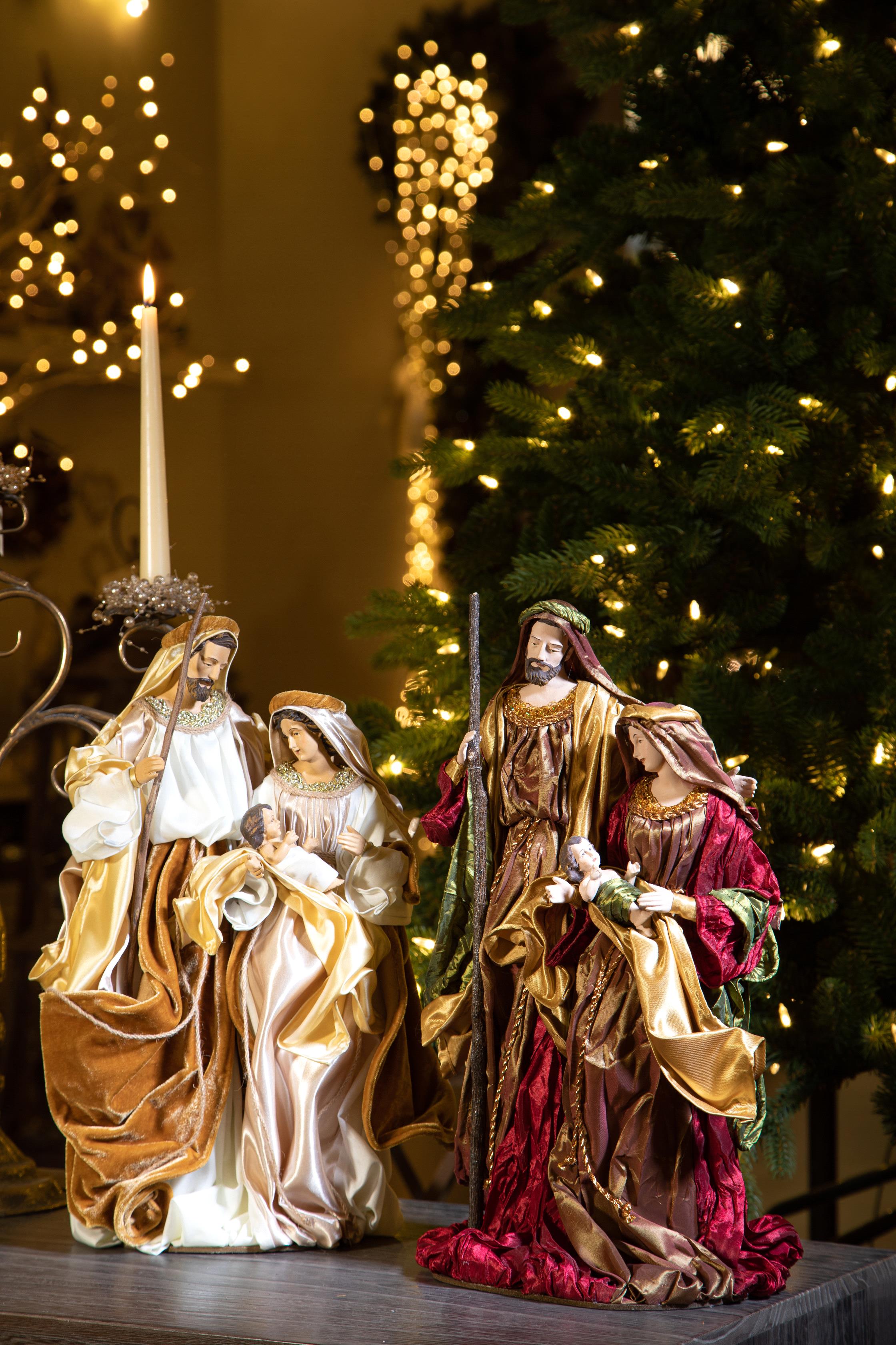 Natività monoblocco per presepe in tessuto decorazione natalizia h